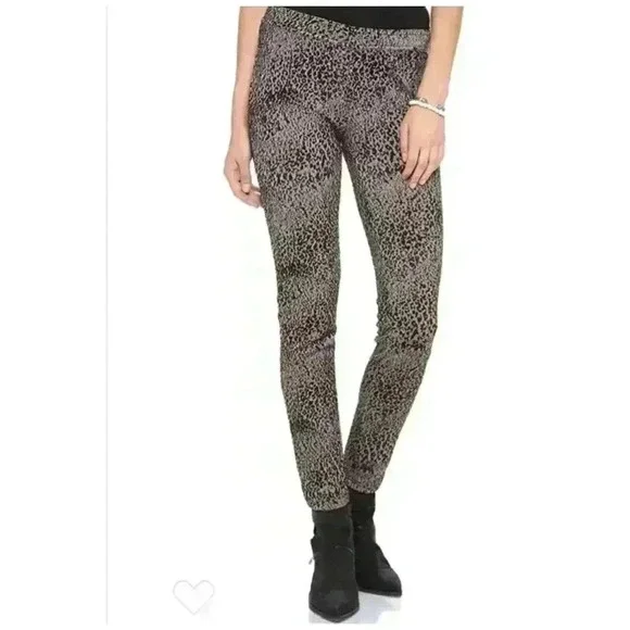 Free People Knit Leggings in Leopard Print Combo / Tan, Beige, Black / Size S - Picture 1 of 14